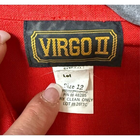 Vintage Linen Blend Maxi Dress by Virgo Sz. 12 Red Office Date Wedding - Picture 9 of 10